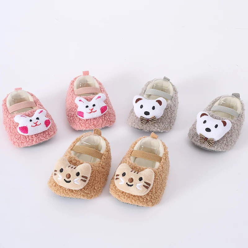 Baby Shoes Toddler Boy Girl First Walker Winter Warm Animal Patterns Soft Sole Crib Anti-Slip Infant Shoes Newborn prewalker