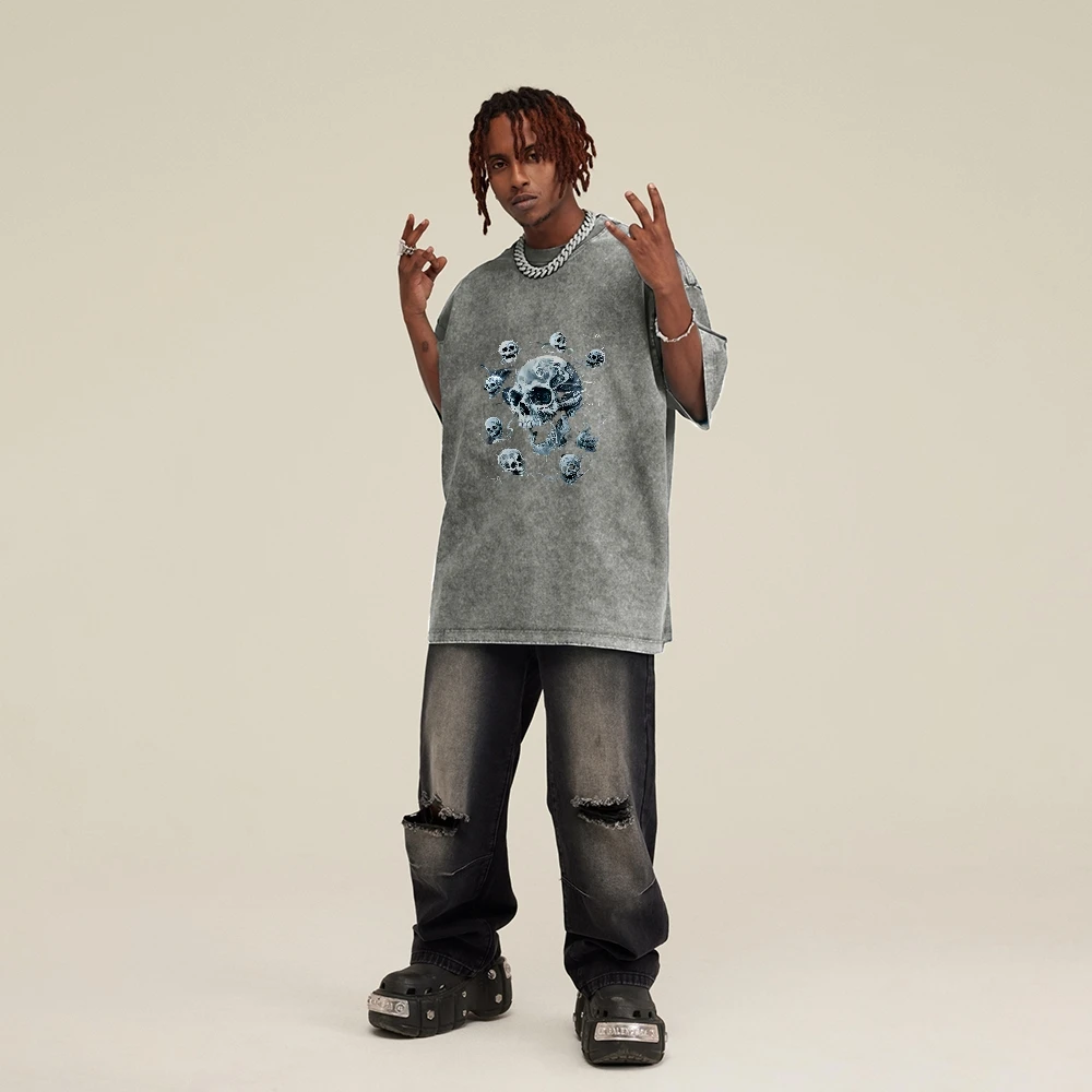 Luźne, wygodne koszulki bawełniane w stylu streetwear z grafiką, męska odzież streetwearowa, stylizowane damskie, sprane, vintage, oversize'owe T-shirty.