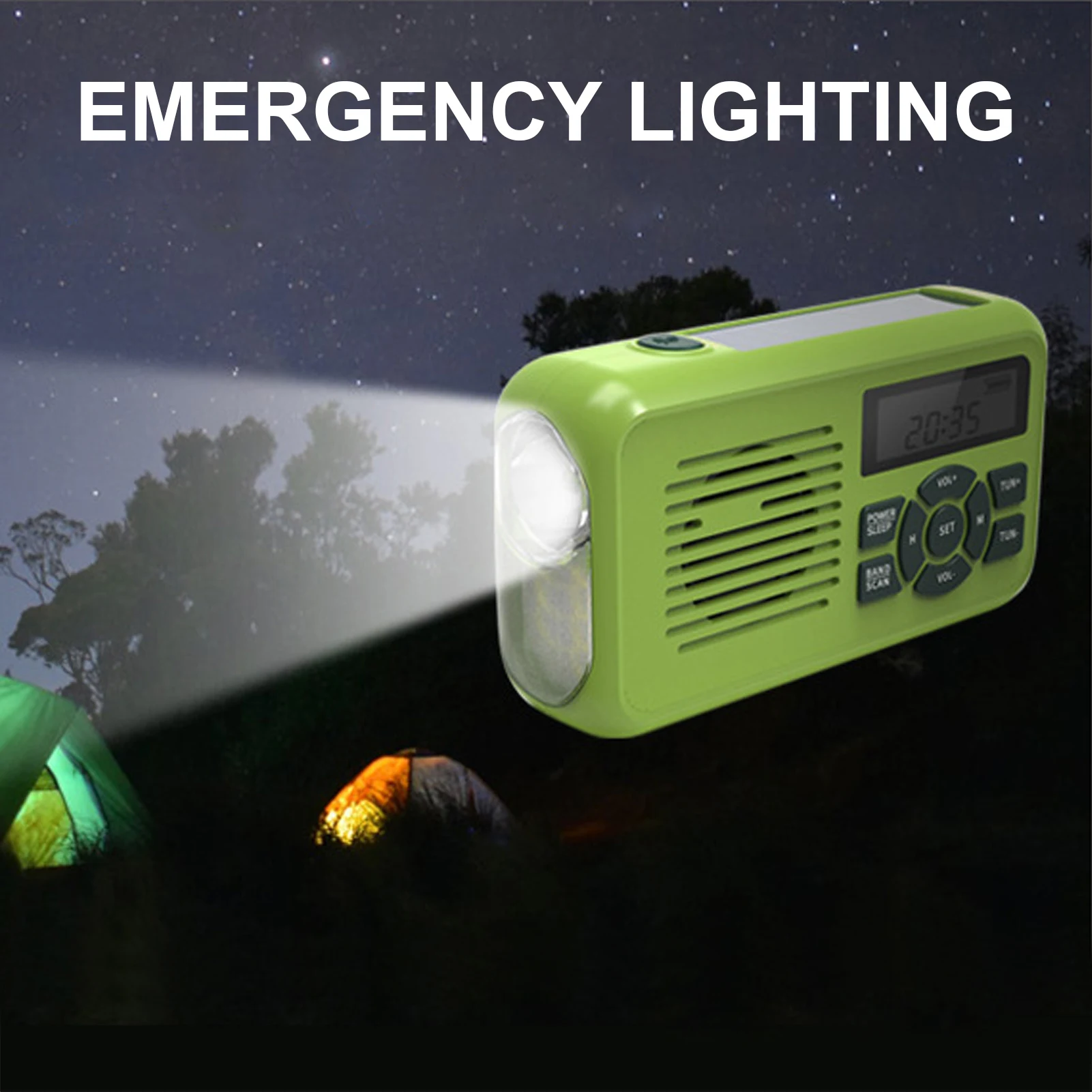 2000mAh Emergency-Radio AM/FM/WB Portable Weather Radio Solar Hand Crank 2000mAh Power Bank Charge Phone Flashlight Lamp SOS