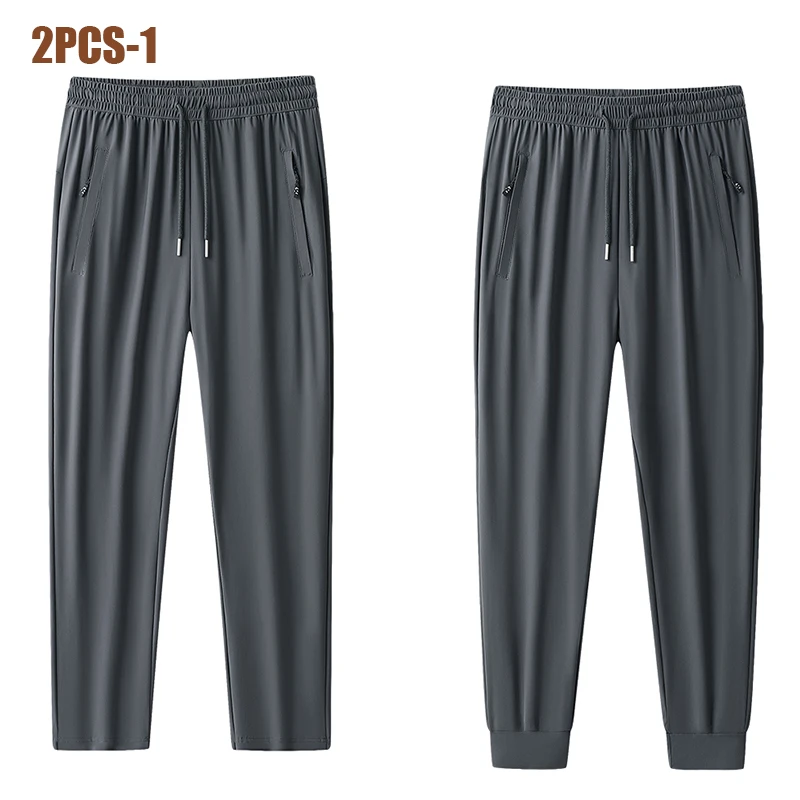  Ice Silk Quick Drying Pants for Men\'s Summer Light and Thin Loose Leggings High Elastic Sports Pants Large Straight Tube Pants