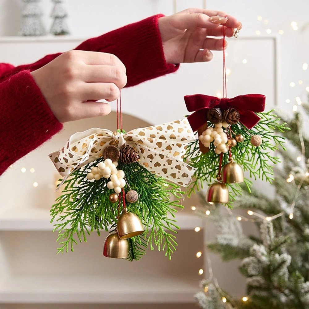 

Christmas Decorations Christmas Bell Bow Pendant Xmas Tree Hanging Decoration New Year Christmas Home Door Handle Hanging Decor