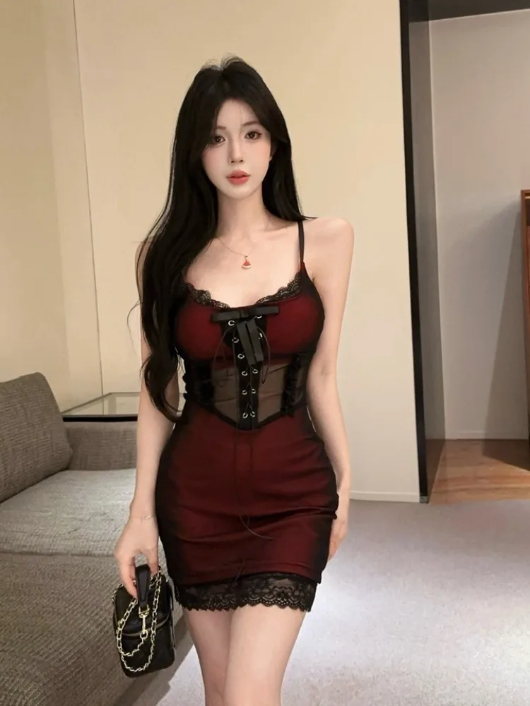 

Bla Lace Strapl Dr Women's Autumn Winter Sexy Spicy Girl Bodycon Skirt Highlighting Body Fibone Strapl Dr