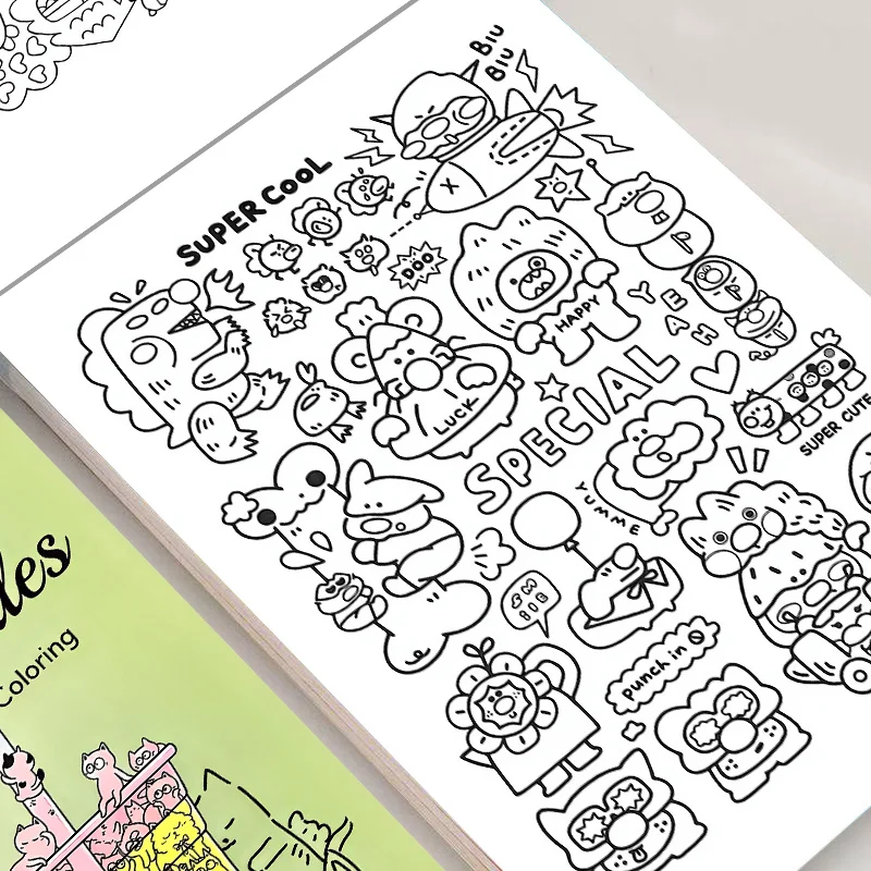 Little Doodle Art Book for Adult, 24 Pages Multiple Scenario Coloring Sketch Workbook, Trace & Coloring, Relaxing Activity Book