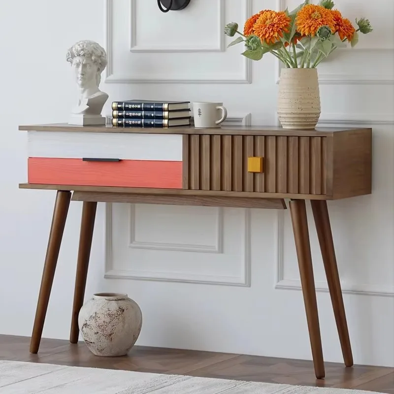 Premium Rustic Minimalist Console Table with Storage, Unique Retro Multi-purpose Home Furnishing