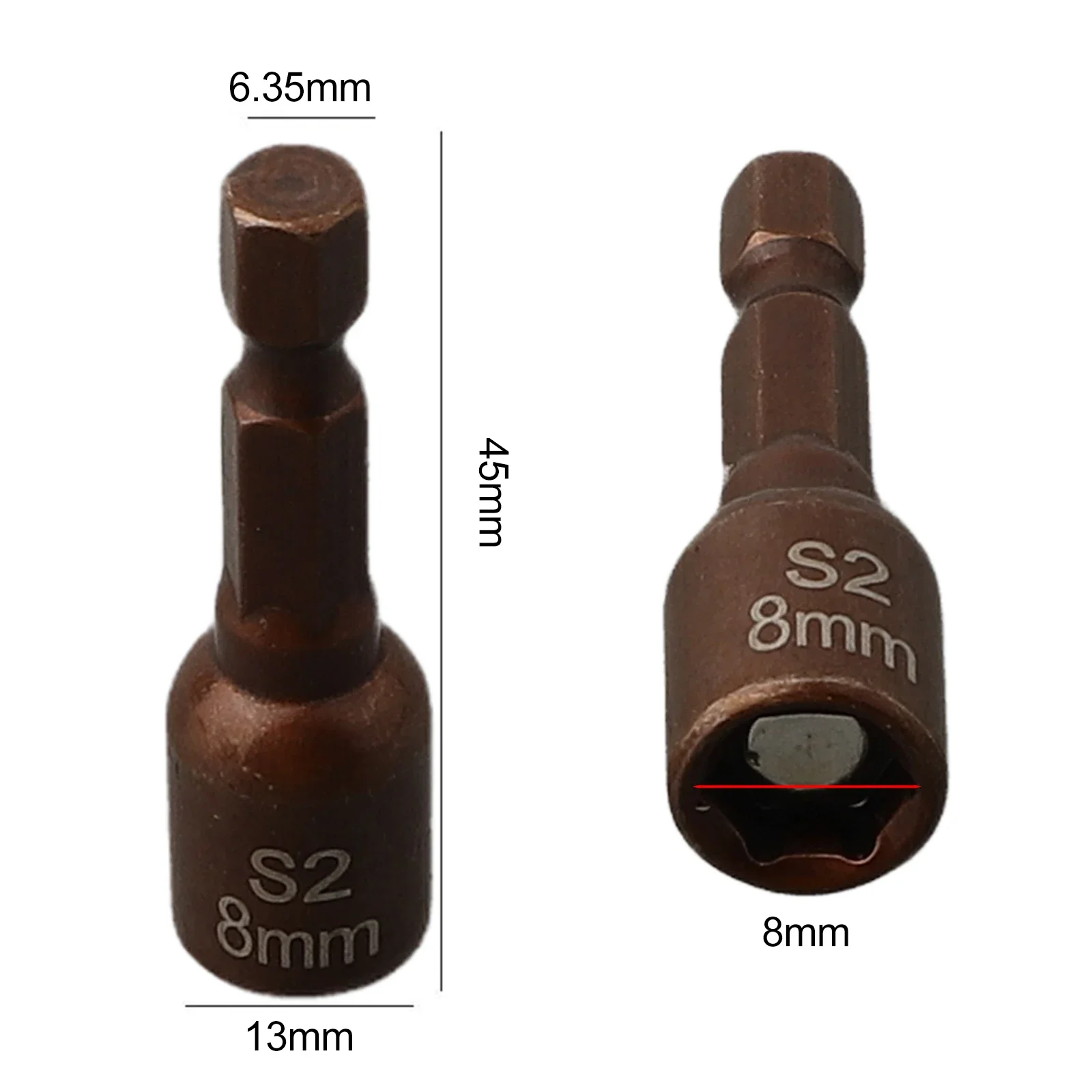 마그네틱 너트 스크루 드라이버 소켓 비트, 육각 생크 드라이버 어댑터 소켓 렌치 스틸 수공구 부품 액세서리, 8mm, 1 개