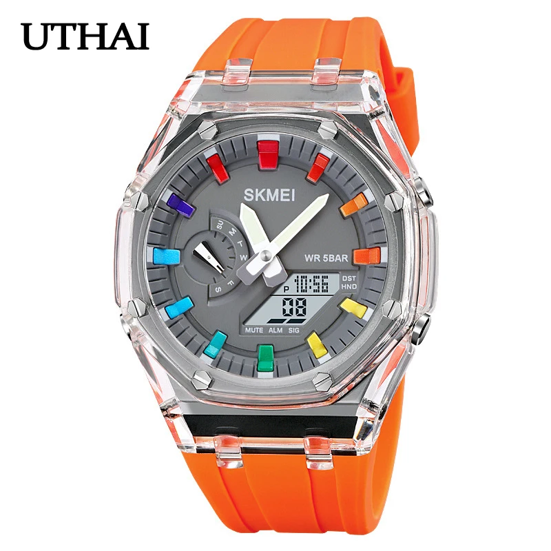 UTHAI CQ253 Couples Colorful Electronic Watch Multi functional Night Light Waterproof Watch Sports Outdoor Handsome Clock