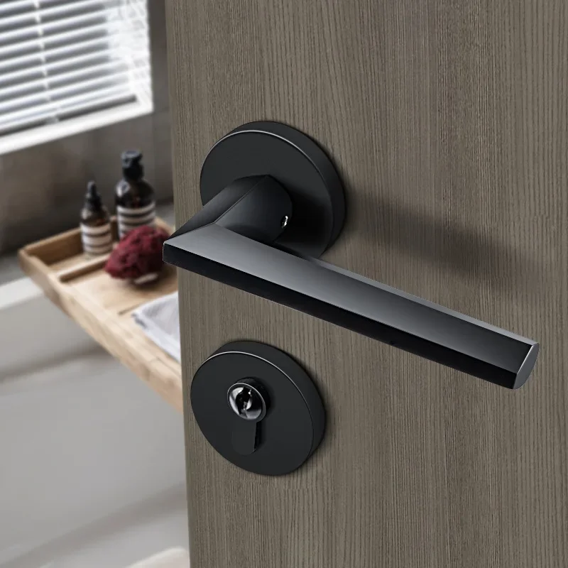 

Full Copper Wood Door Door Lock Bedroom Room Silent Solid Wood Door Handle Pure Copper Split Black Brass Lock