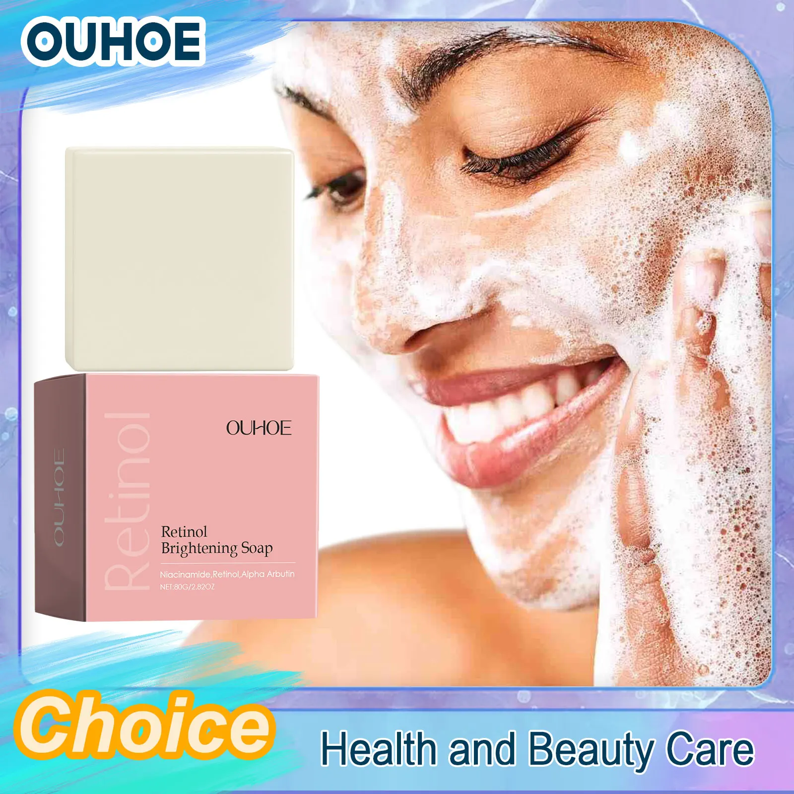 

Retinol Brightening Soap Cleansing Exfoliating Fade Dark Spots Reduce Pigmentation Rich Foam Purifying Smoothing Whitening Soap