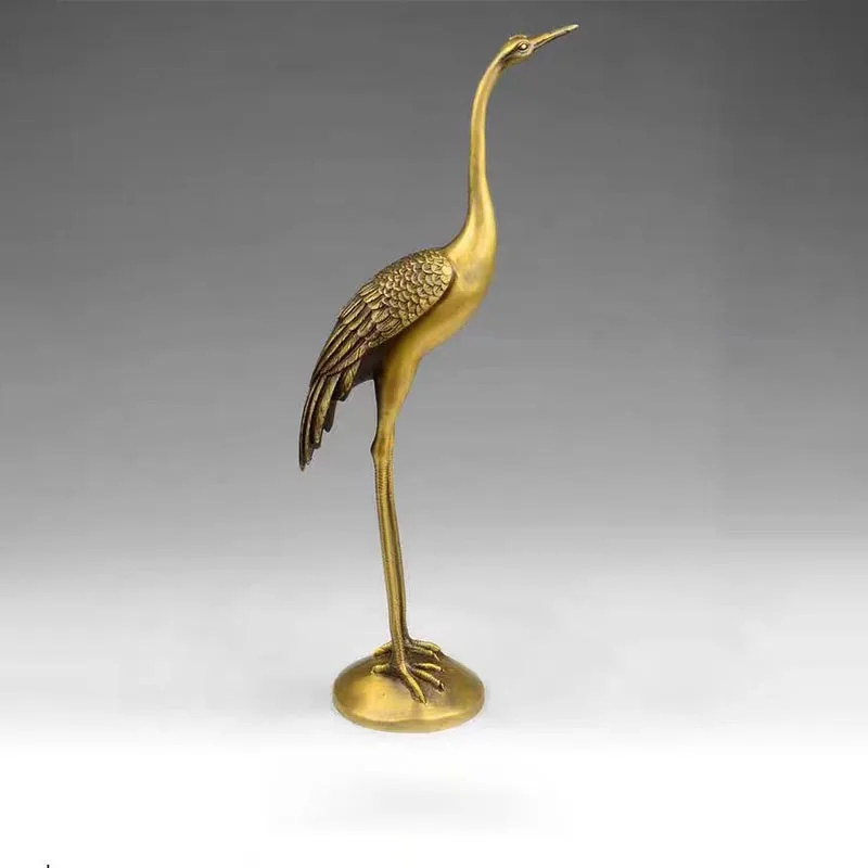 TOP COOL HOME Temple SHOP Taoism Buddhism Money Drawing GOOD LUCK Mascot#GOD Red-crowned crane FENGSHUI Brass statue decoration