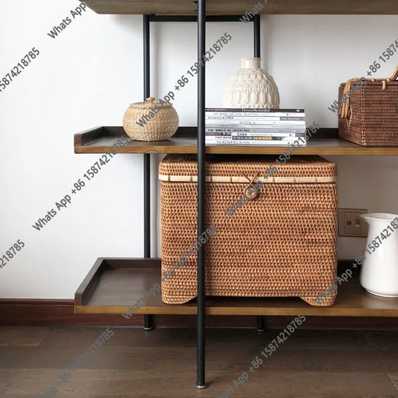 Vietnam rattan storage basket straw dirty clothes storage frame basket bamboo braided frame woven storage box toy box
