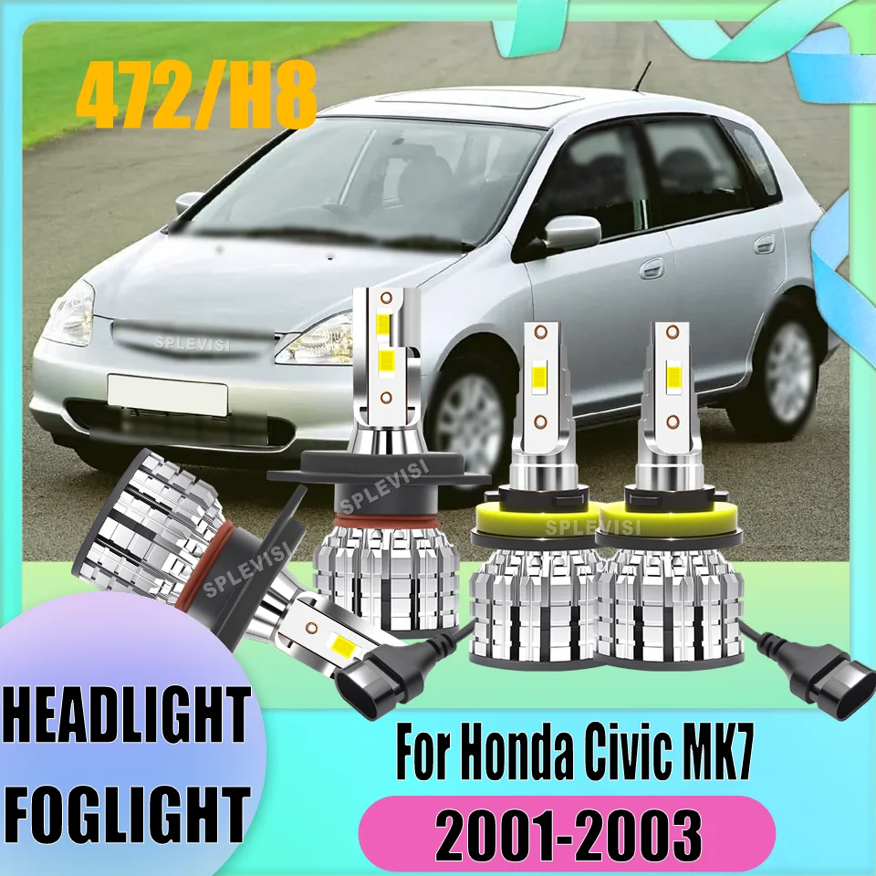 

12V 6000K IP67 Car LED Headlight Foglight H4 H11 W/3 Year Warranty See Farther at Night For Honda Civic MK7 2001 2002 2003