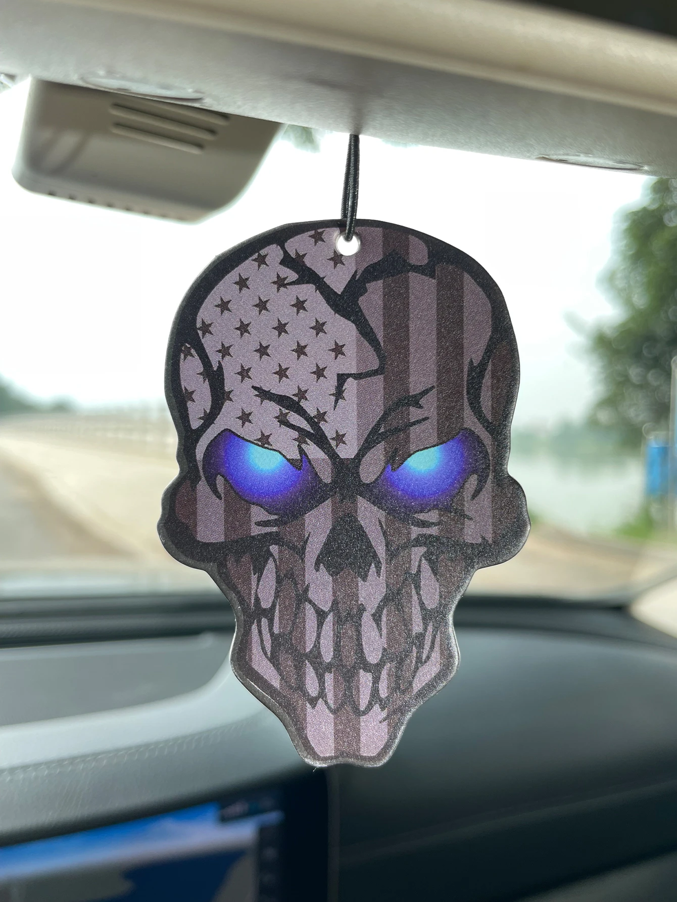 American Flag Skull Car Air Freshener, Natural Plant Extract Scent, Alcohol-Free, Heat Resistant, Long Lasting 60-90 Days, Odor