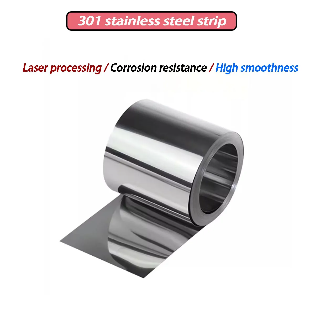 

5 Meter High Elasticity 301 Stainless Steel Strip Thickness=0.1-1mm Width 8/10/15/20/25/30/mm Thin Plate Foil Strip