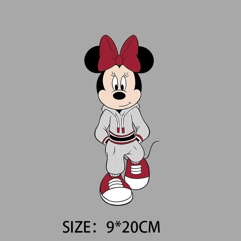 Minnie Mickey Mouse Sports Casual Patches for Clothing on Kids Girls Boys Clothes DIY Garment Hoodies Sweatshirt Disney Patch