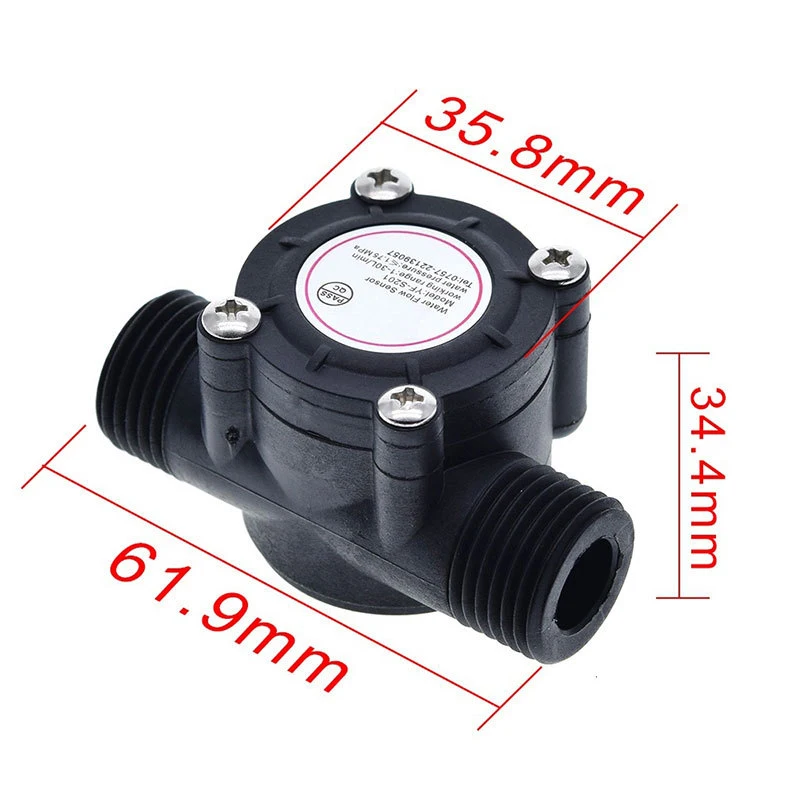 1~50Pcs YF-S201 Water Flow Sensor/4 Points G1/2 Interface Water Heater Water Dispenser Water Dispenser Hall Flowmeter