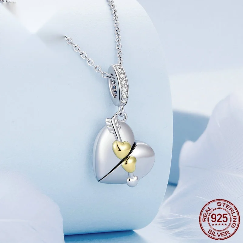 One Arrow Pierced Heart Love Pendant Necklace Accessories S925 Sterling Silver Diy Beads Charms Creative Openable Necklace