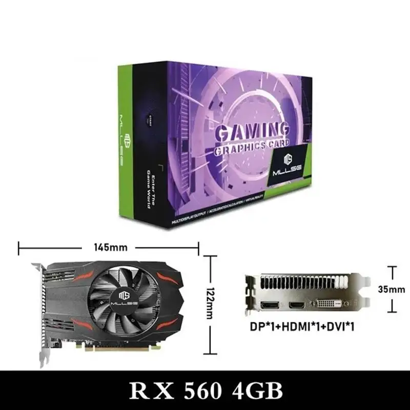 New! AMD Radeon RX 560 4GB Placa De Video Graphics Card GDDR5 128bit PCI-E X16 HDMI DP DVI rx 560 4gb Desktop Gaming Video Card