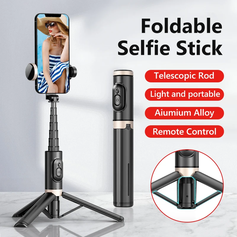 Bluetooth Wireless Handheld Selfie Stick Tripod Extendable Monopod with Remote for Huawei iPhone 13 Pro Max Xiaomi Phone Live