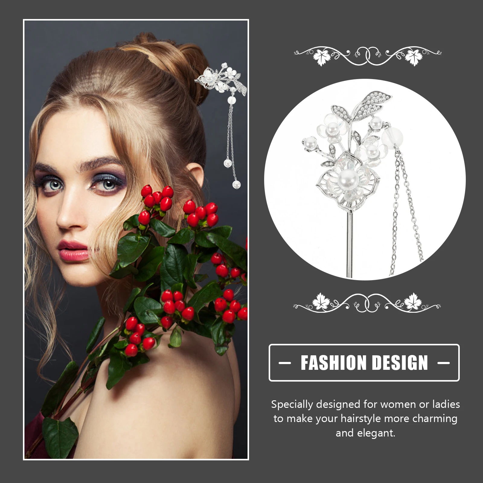 

1pcs Elegant Chopstick Flower Tassel Metal Stick For Women Vintage Hairpin Hair Bun Accessories Wedding Party Formal Hair Tools