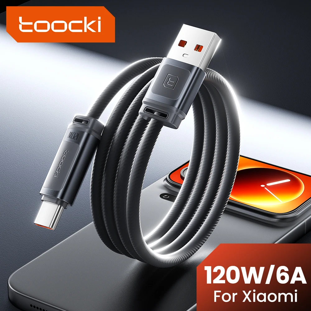 Toocki 120W USB C Cable Type C 6A Super Fast Charging 480Mbps 480Mbps Silicone For xiaomi 17 16Pro 15 Redmi K80 K60  Data Cable