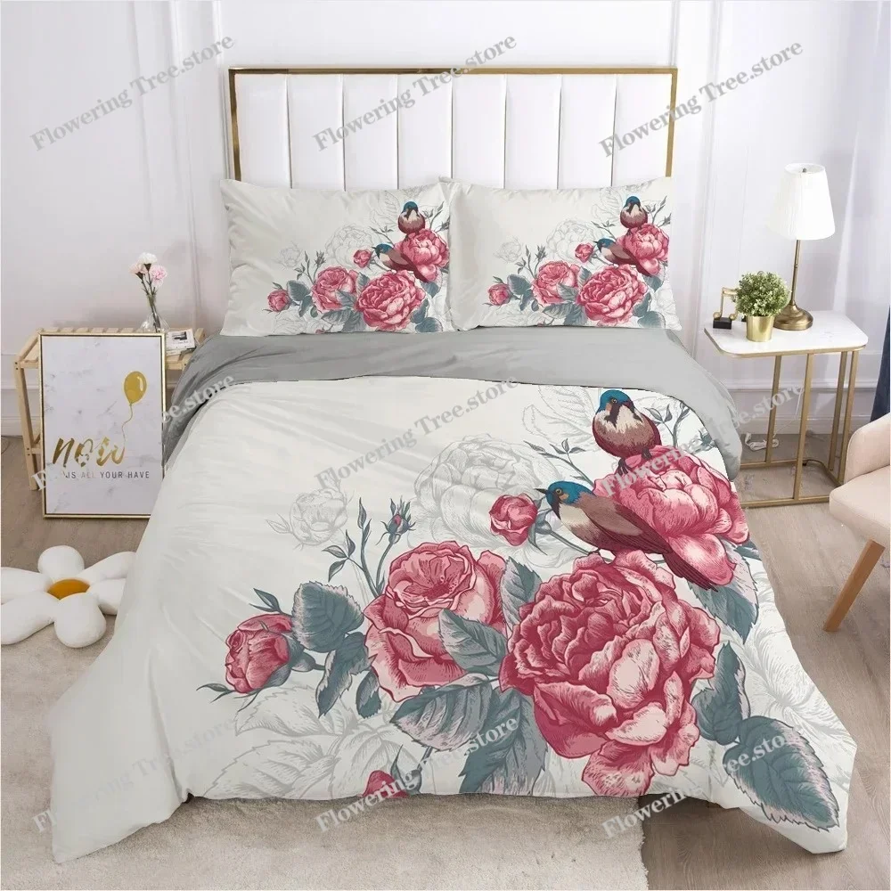 3D Printed Classic Duvet Cover Sets Flower Butterfly King Queen Full Twin Double Quilt Covers Pillowcases Bedding Set 2