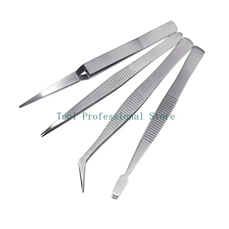 57QF 4pcs pinzas acero inoxidable profesional con pinzas a nariz puntiaguda
