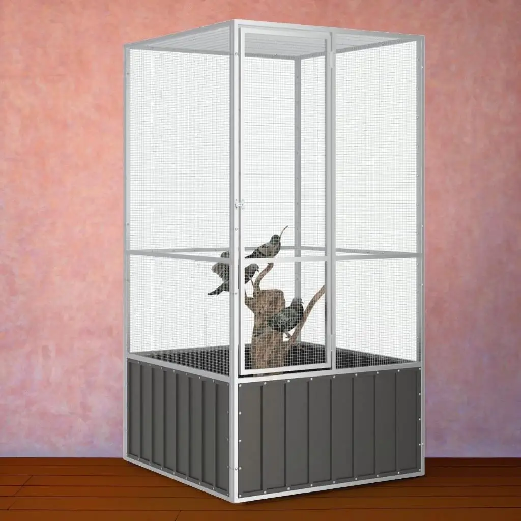 Galvanized Steel Bird Cage - Anthracite Color, 43.7x42.1x83.3 cm - Durable & Stylish Home for Birds