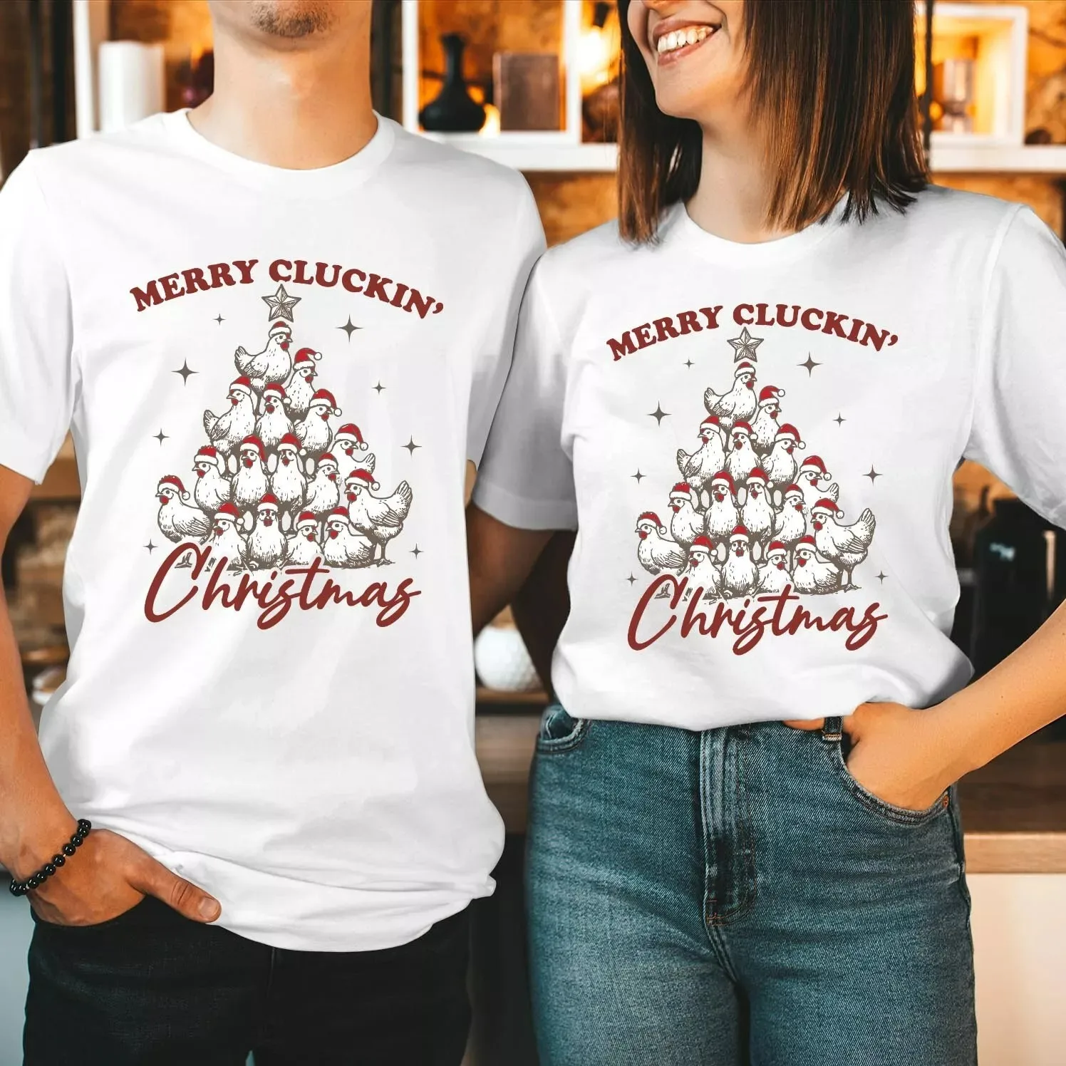 Merry Clucking Cluckin Chicken Christmas Family Vacation Tshirts Celebrating Christmas Day with a T-shirt