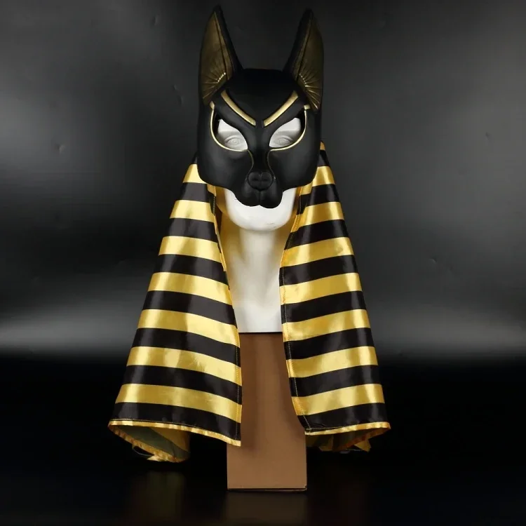 

[Funny] Egyptian Anubis Cosplay Face Mask PVC Wolf Head helmet Costume Party prop Halloween Fancy Dress Ball toy