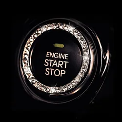 Auto Bling One-Klicken Sie Auf Start Stop Motor Zündung Ring Aufkleber Kristall Strass Kreis Decor Zubehör