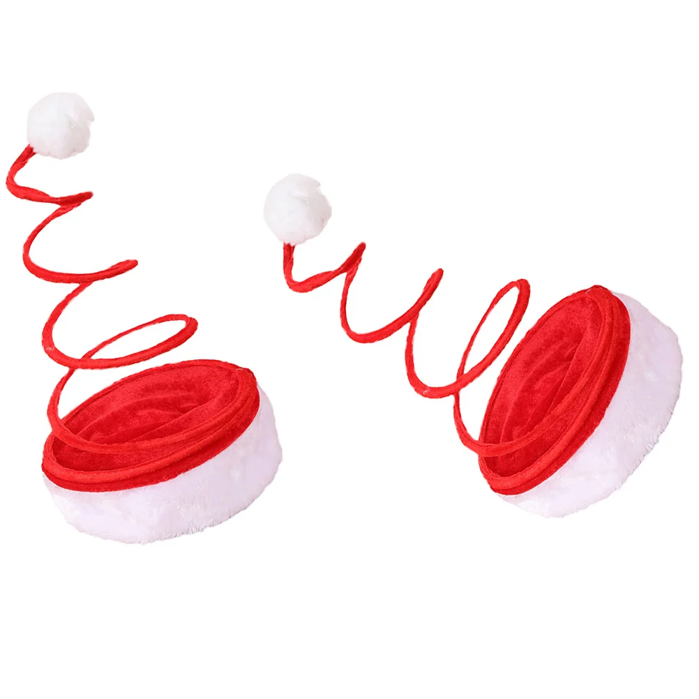 

2 pcs Christmas Decoration Hat Red Novelty Hats Brim Ball Size Fits Most Men Women Funny Party Birthday Xmas Costume