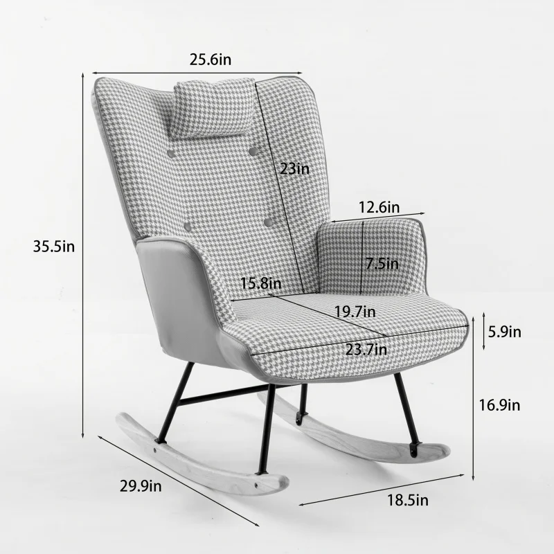 

35.5-inch rocking chair, single sofa, backrest leisure chair, living room, bedroom, balcony