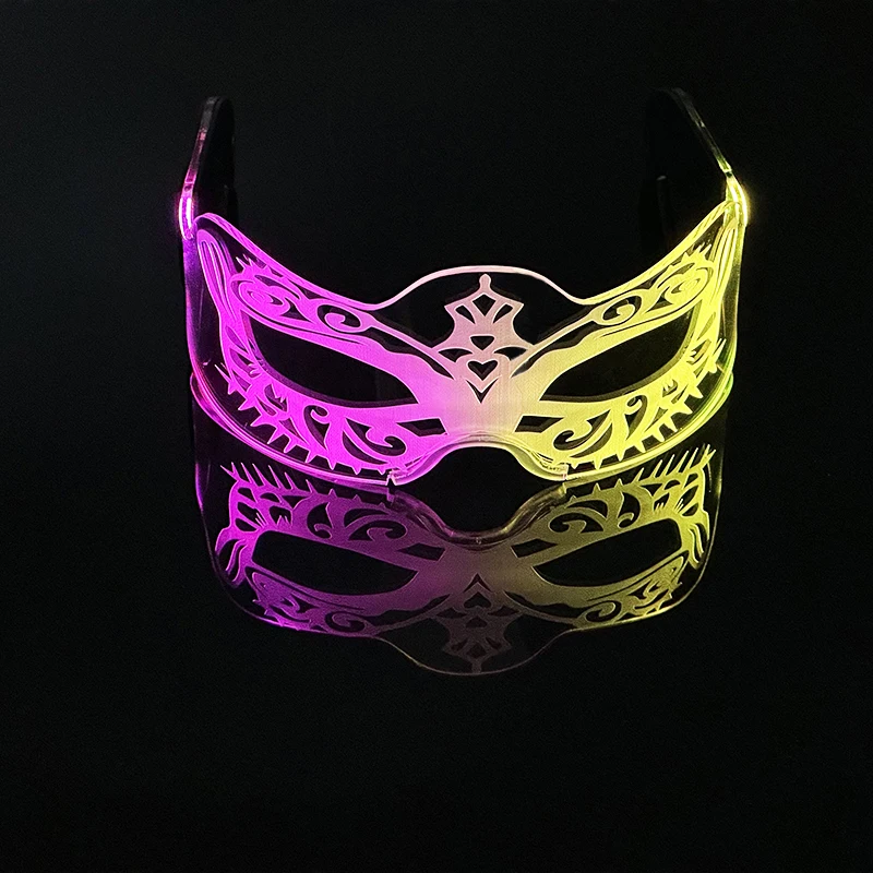 Futuristic LED Masquerade Mask Light Up Luminous Glasses Glow In The Dark Glasses For Men Women Cosplay