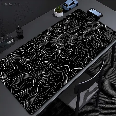 CIFBUY Large Gaming Mouse Pad Black White Strata Abstract Design Non-Slip Office Desk Mat Lock Stitched Edge for Computer Keyboa