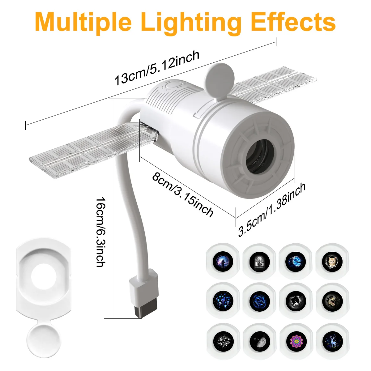 2-in-1 Projector Night Light,USB Projector with Adjustable Brightness, Mini LED Projection Lamp for Bedroom Ceiling Wall Decor