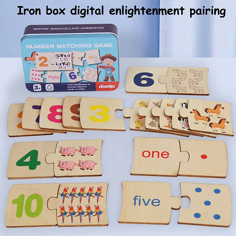 1 Set Montessori Early Education Digital Pattern Thicken Blocks Game For Baby Festival Gift Wooden Number Matching Puzze Toys