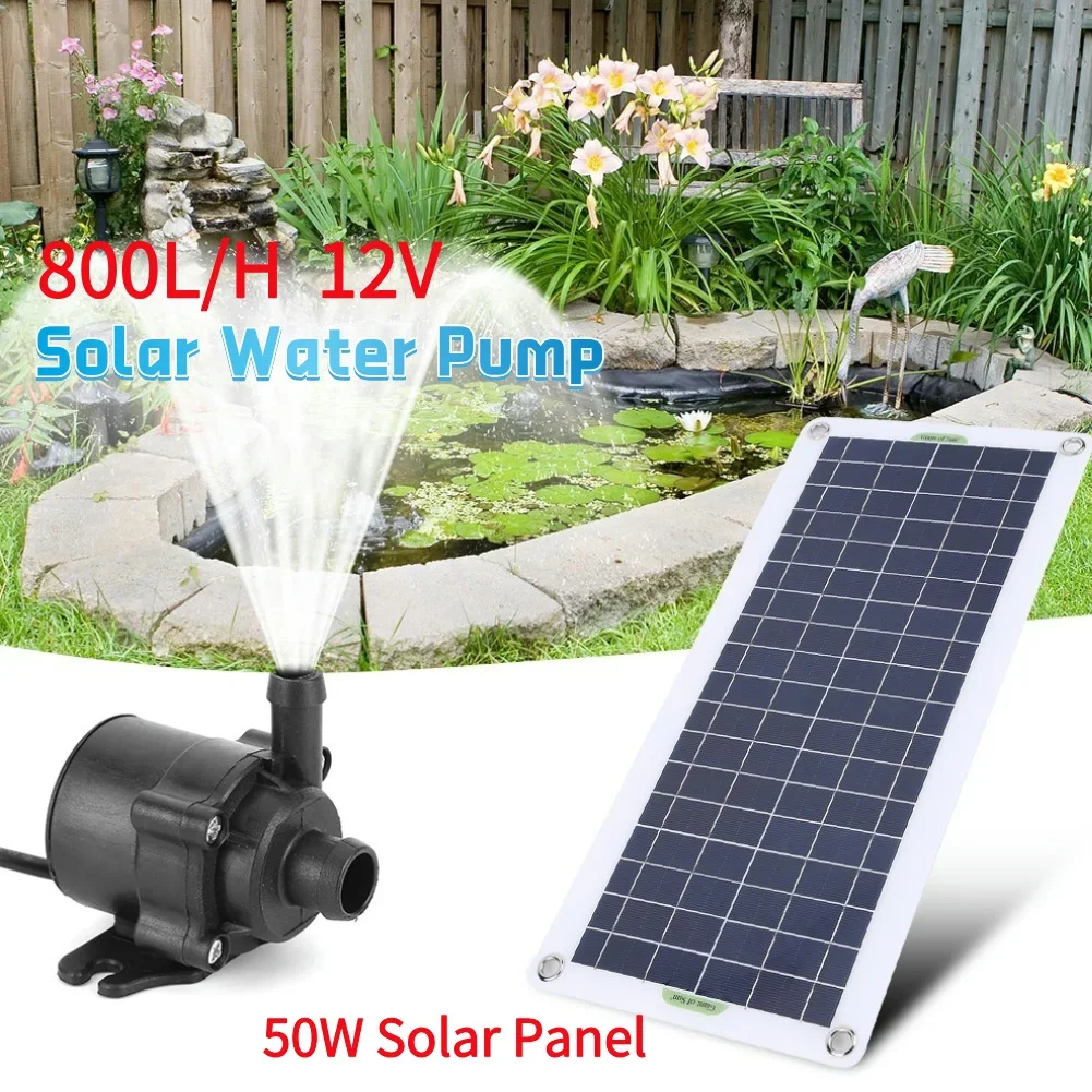 50W 800L/H DC 12V Solar Water Pump Aquarium Brushless Motor Power Water Pump Garden Solar Fountain Pump Watering System Kits