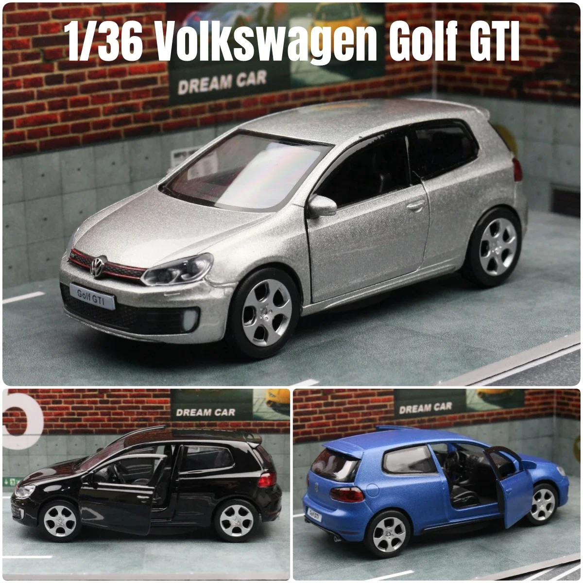 

1:36 Volkswagen Golf 6 GTI игрушечный автомобиль, литый под давлением миниатюрный Фотофон, открывающиеся двери, образовательная коллекция, подарок для детей