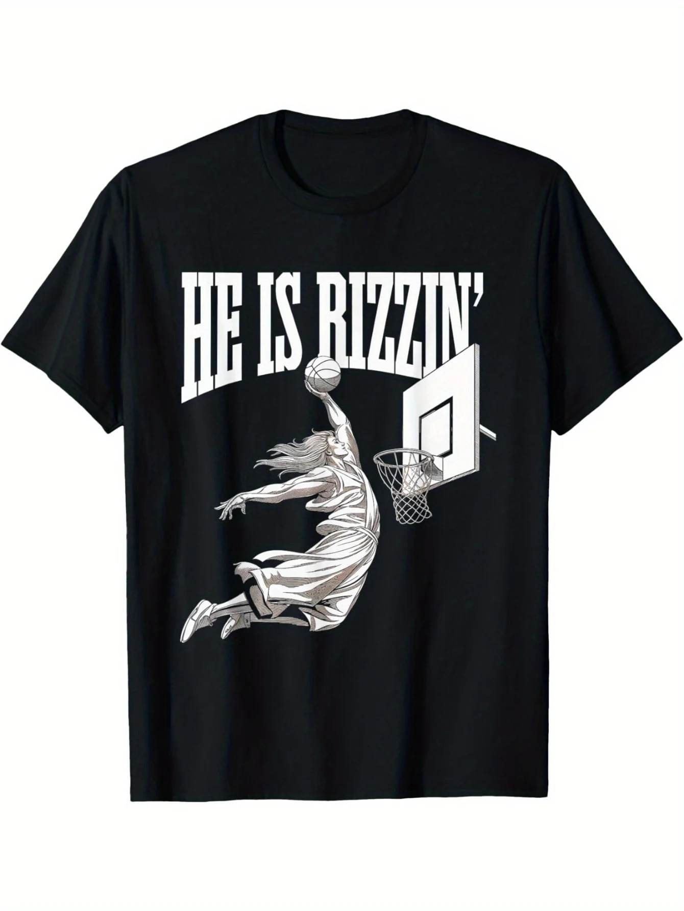 He Is Rizzin Basketball Jesus Dunk Memes Humor T-Shirt