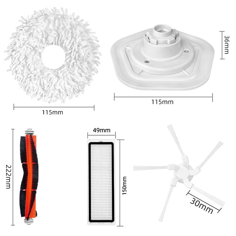 Robô Aspirador Kit Acessórios, Peças do filtro HEPA, Escova lateral principal, Mop Cloth, Pad, Dreame Bot, W10, W10 PRO