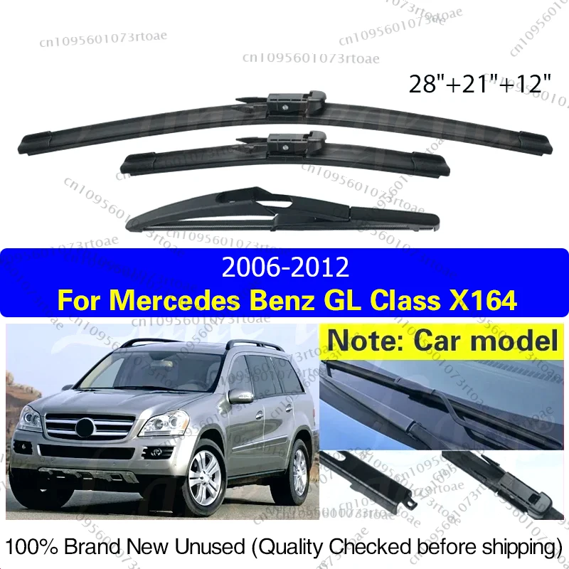 

Car Front Rear Wiper Blades For Benz GL Class X164 2006 - 2012 28"+21"+12" Soft Rubber Windshield Windscreen Window Accessories