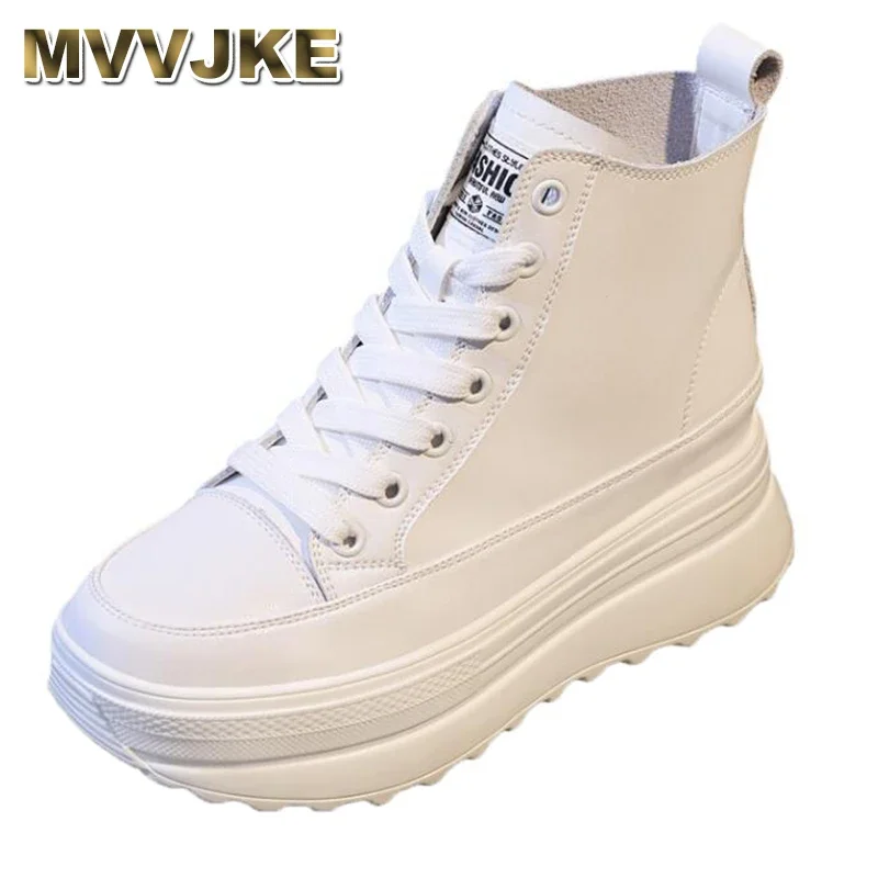 

7cm Genuine Leather Platform Sneakers Wedge Shoes For Women Spring Autumn Winter Women ankle Boots Booties Casual Shoes