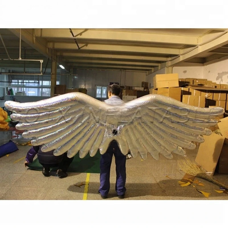 stage performance Most popular 3m big silvery color inflatable wing costume battery operated inflatable angel wings for