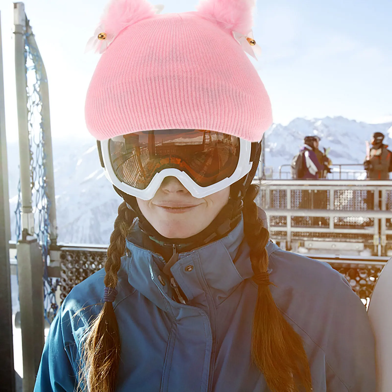 

Ski Cover Cute Knitted Animal Character Design Enhanced Visibility Easy Install Warm Winter Sports Cover for All