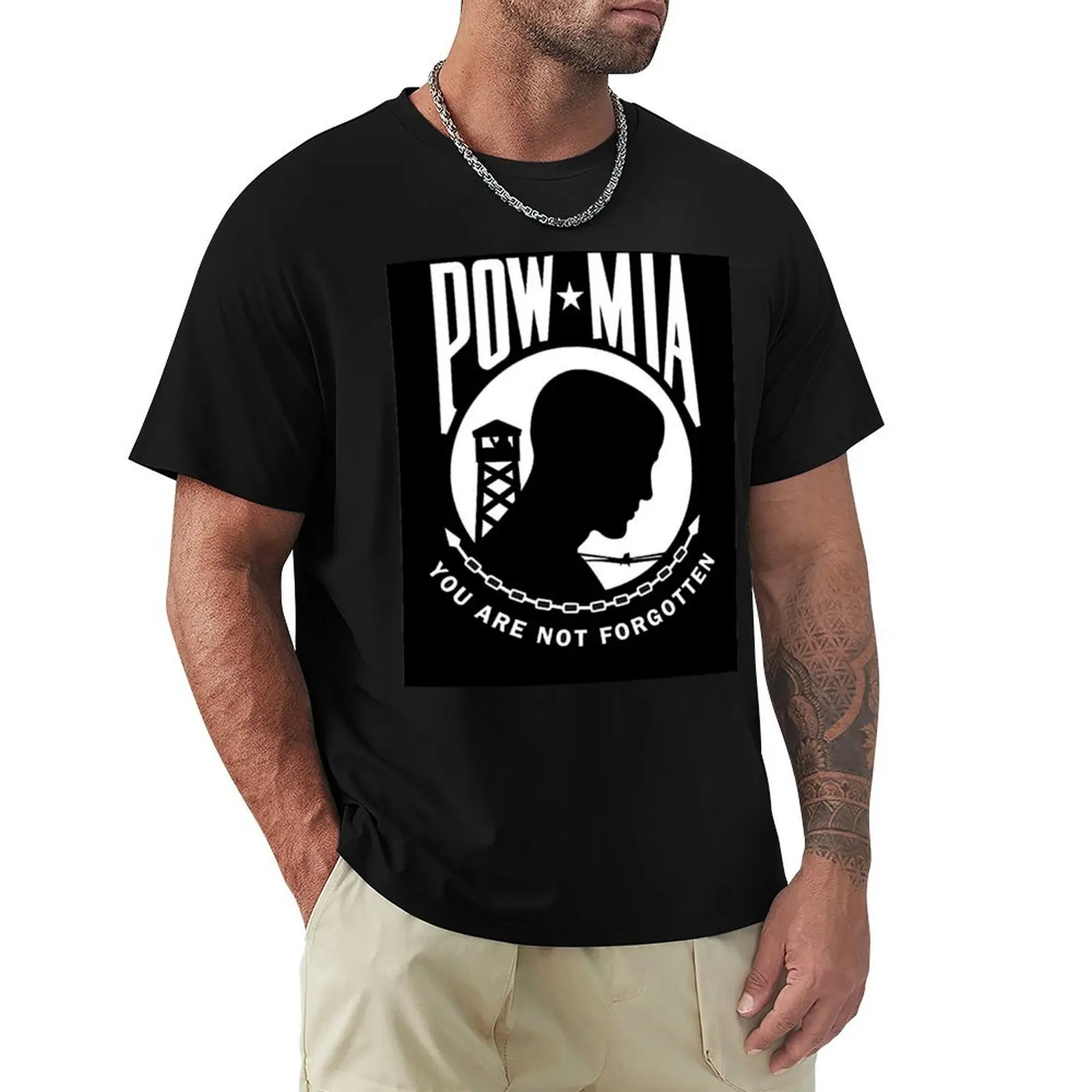 

POW MIA T-Shirt Classic Graphic Short Sleeve Top