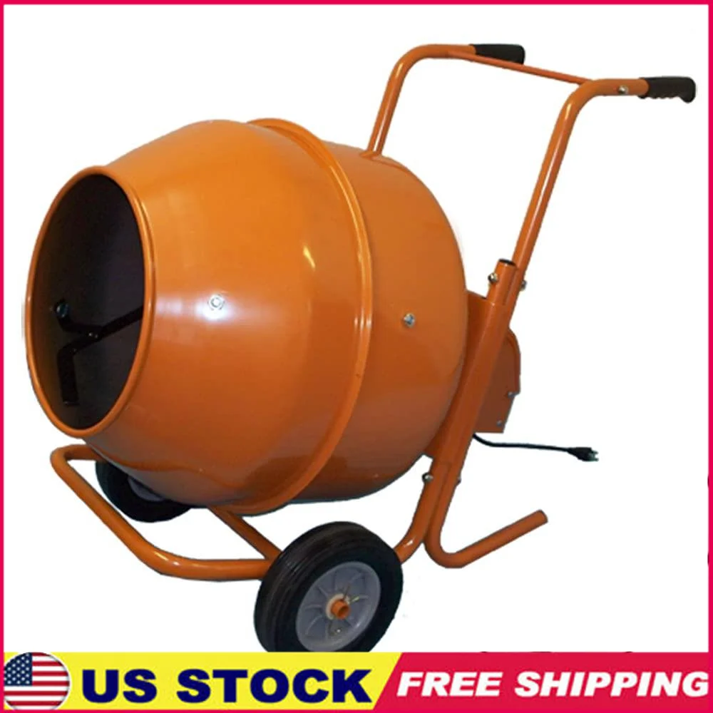 8 Cu Ft Portable Cement Concrete Mixer Drum with 1/2 HP Motor 110V Voltage Adjustable Speed Metal Construction 400 lbs Weight