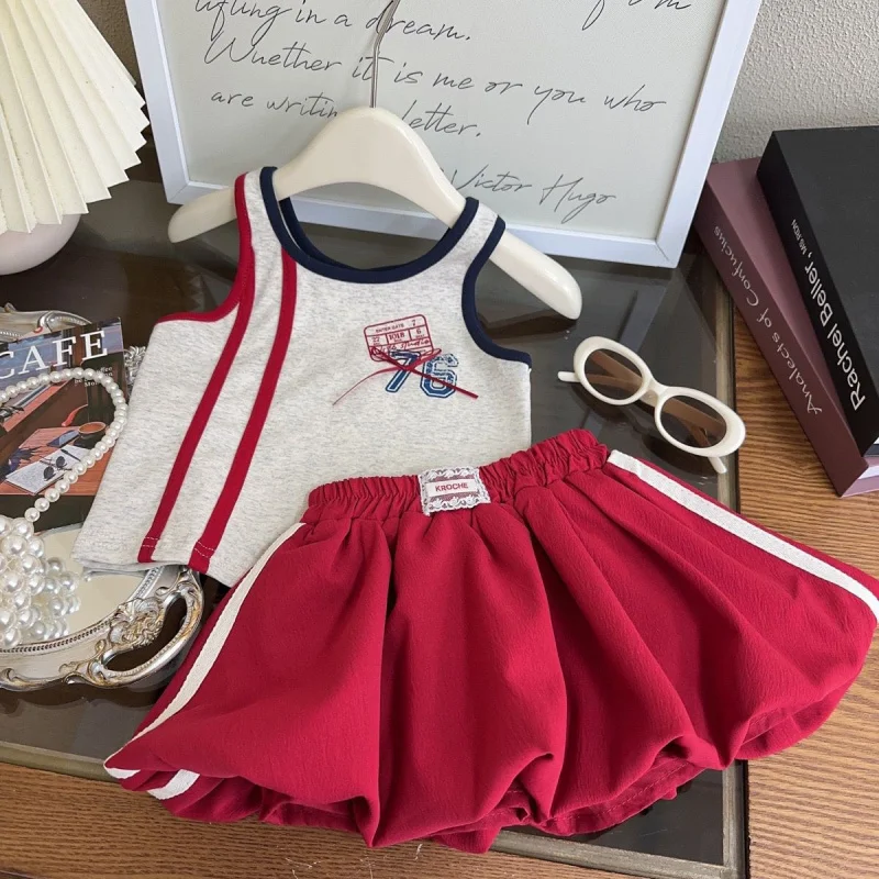 

Girls' Suit Summer2025New striped tank topTT-shirt and Shorts Two-Piece Set Wholesale
