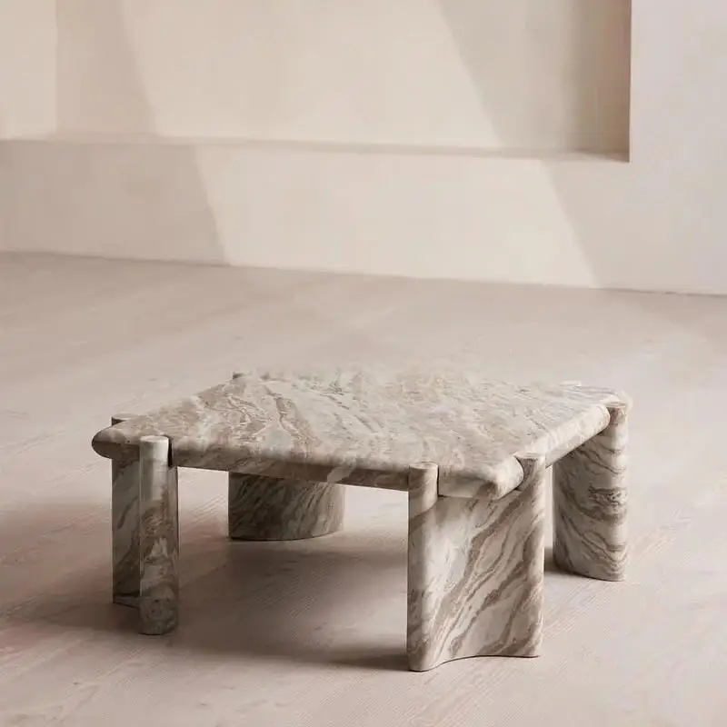 

Modern Minimalist Marble Coffee Table, Creative Luxury Design Natural Stone, Heat & Scratch Resistant, Customizable