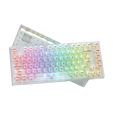 Womier K75 White 75% Percent Mechanical Gaming Keyboard 82 Keys Gasket Wired Custom Keyboard RGB Clear Hot Swap for Mac/Win
