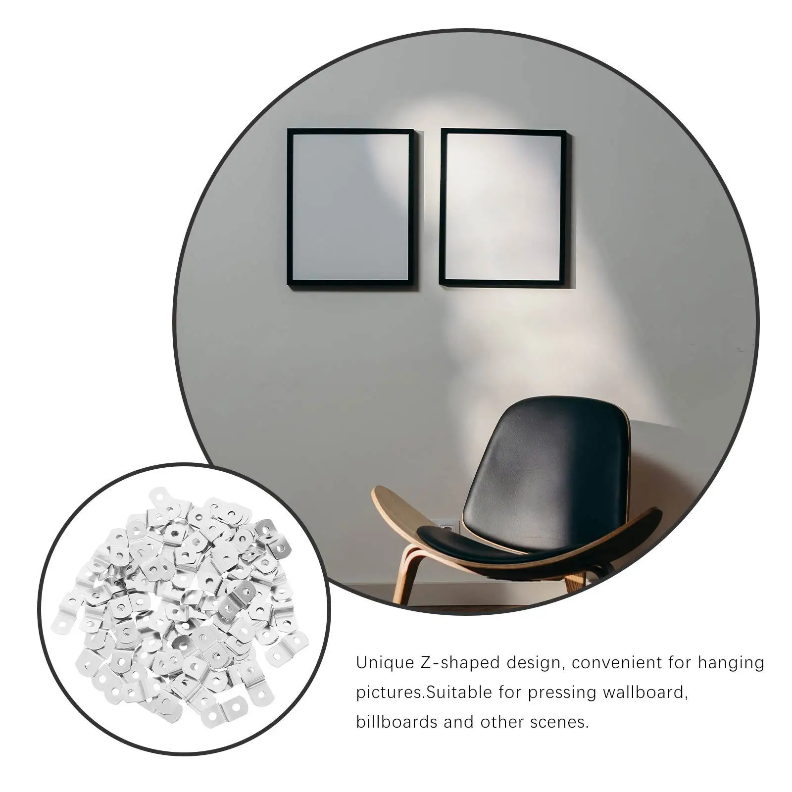 

120Pcs Angle Brackets High Frame Fasteners for Cabinets Mirrors Z Shape Fixed Clips Canvas Connectors